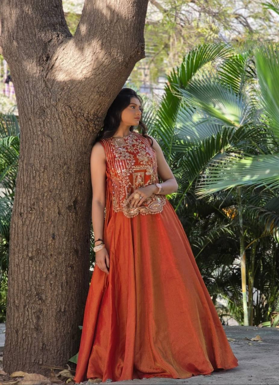 Traditional Crop Top lengha With  strug Set