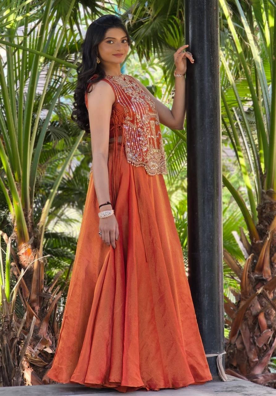 Traditional Crop Top lengha With  strug Set