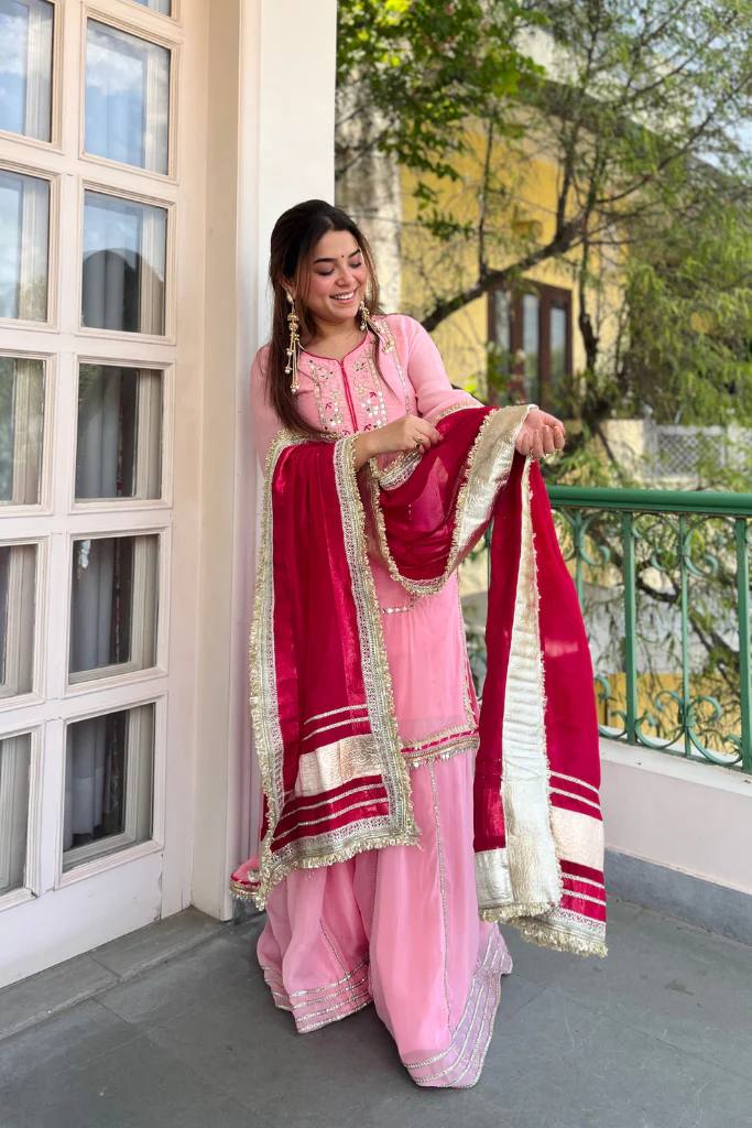 Simar pink Sharara Suit Set