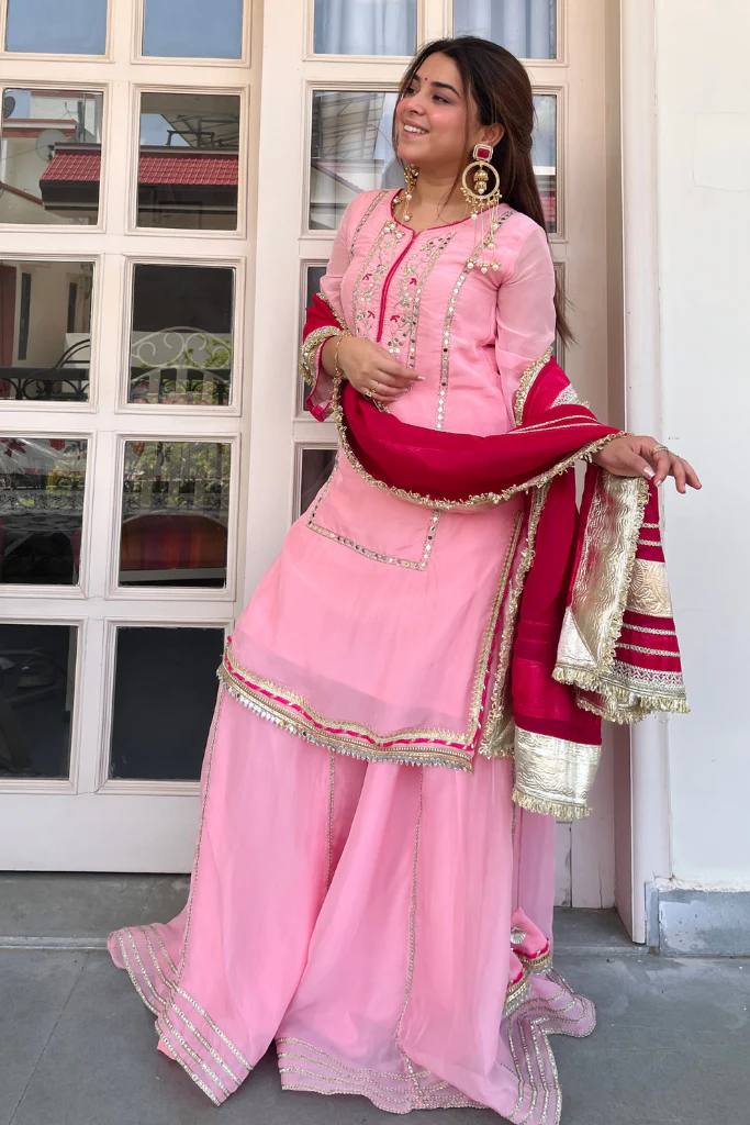 Simar pink Sharara Suit Set