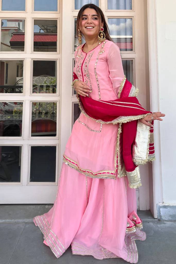 Simar pink Sharara Suit Set