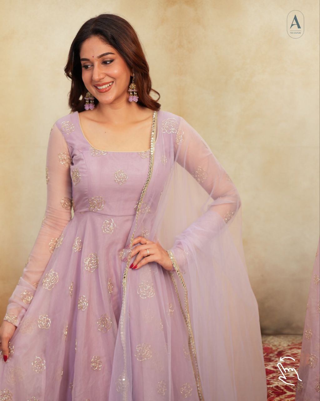Rajvi's' Pastel purple  Anarkali Premium Suit Set