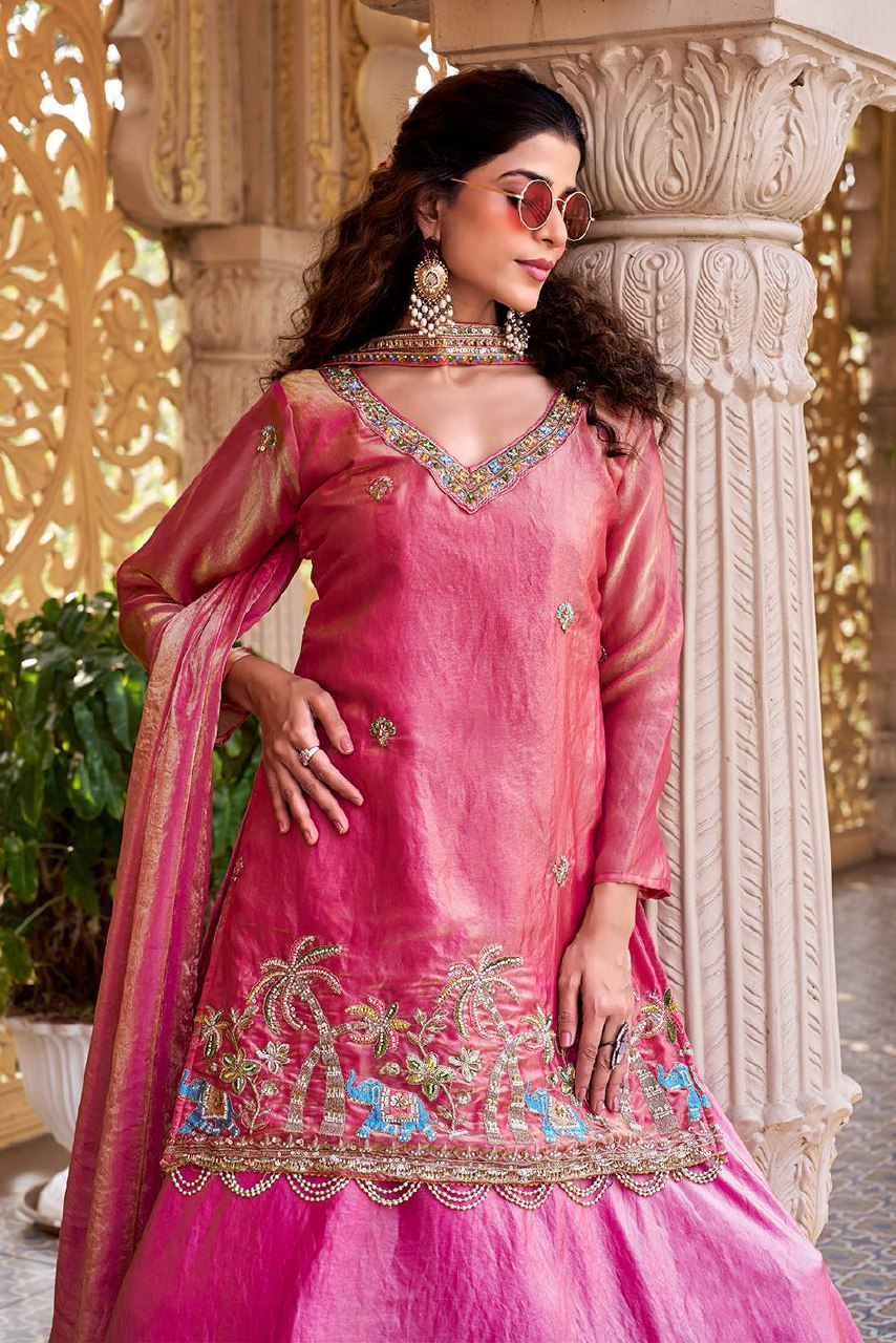 Traditional Crop Top with Lehngha Set