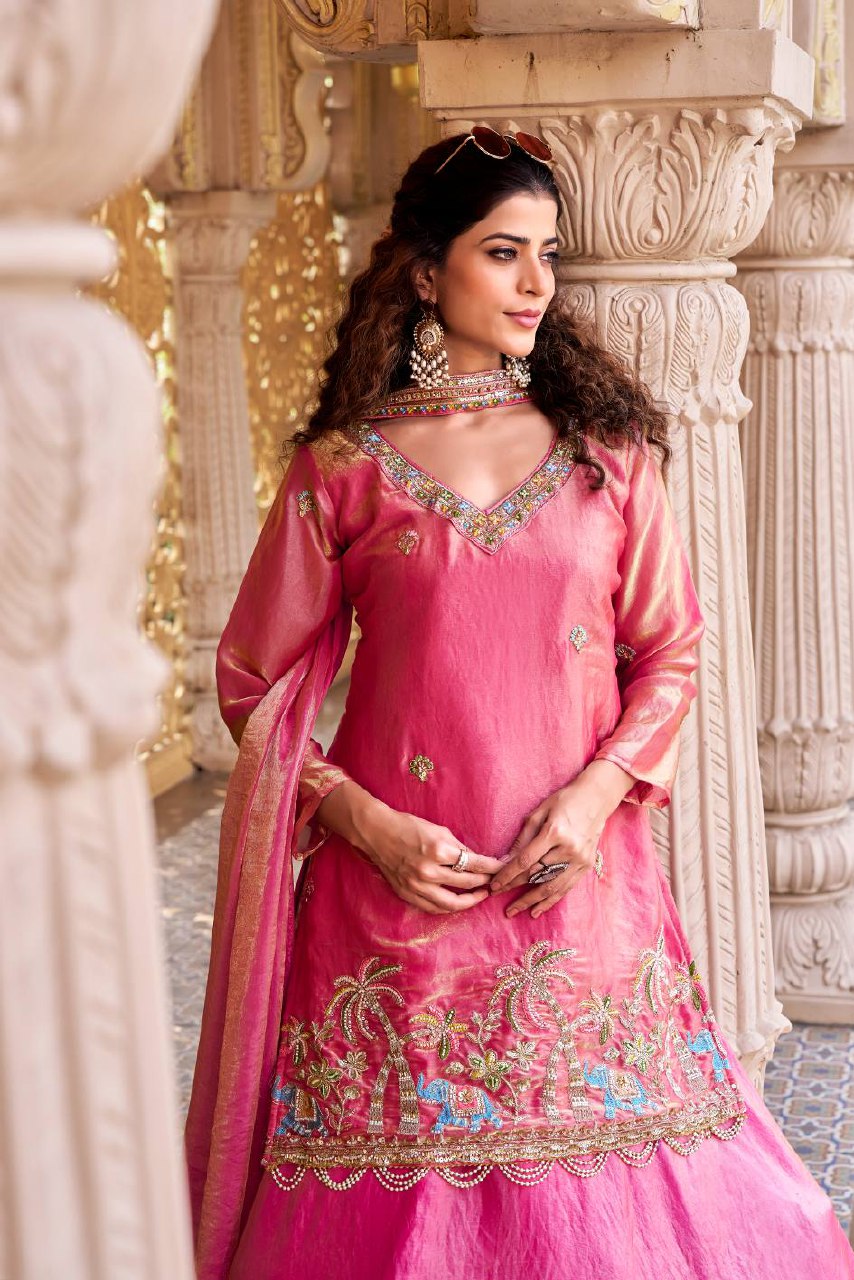 Traditional Crop Top with Lehngha Set