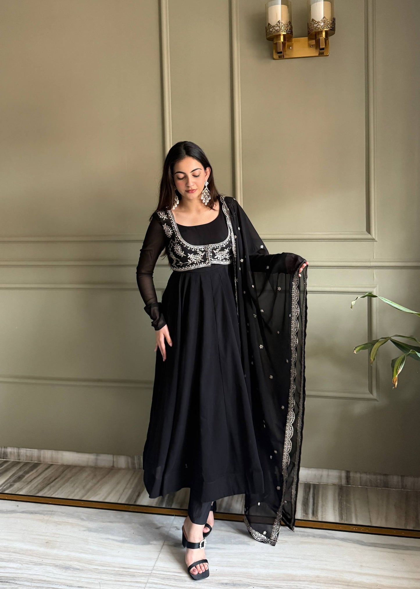 Kavya Black  Heavy Traditional Koti Anarkali Suit Set