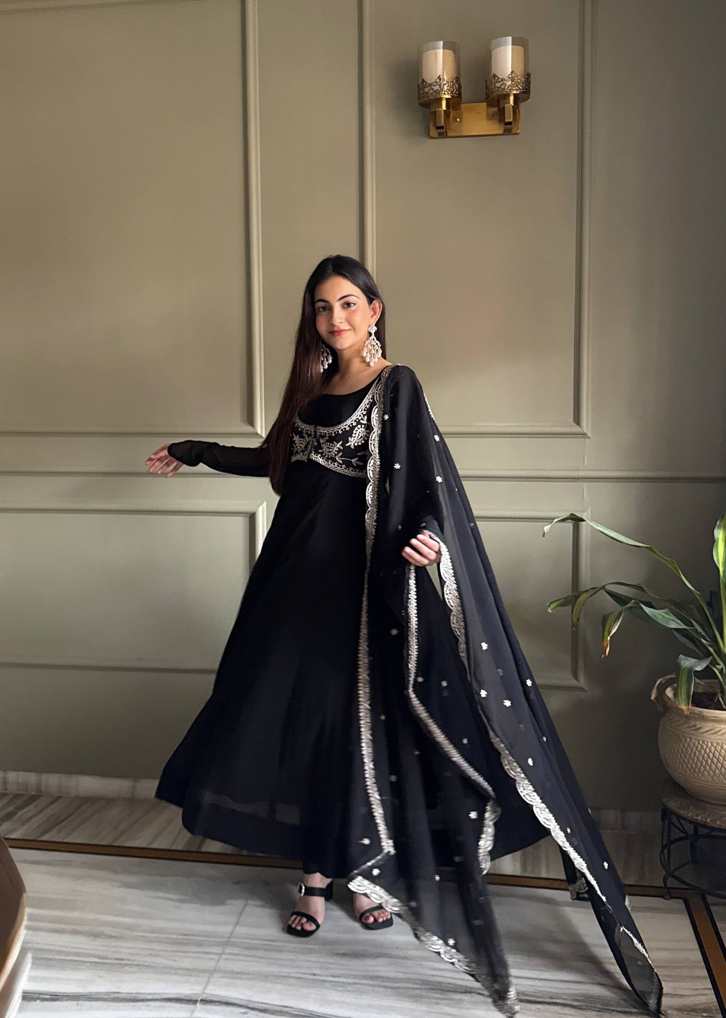 Kavya Black  Heavy Traditional Koti Anarkali Suit Set