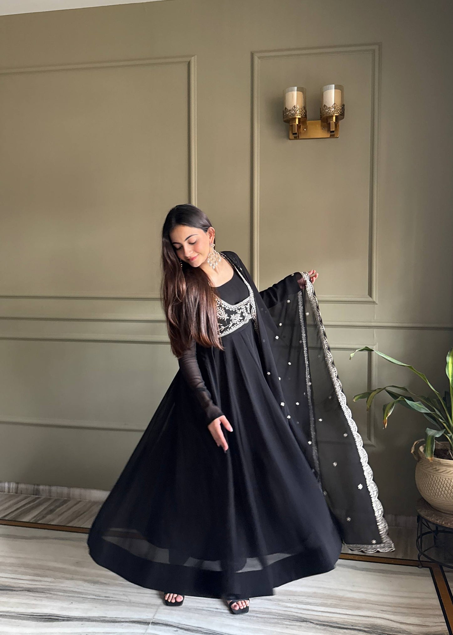 Kavya Black  Heavy Traditional Koti Anarkali Suit Set