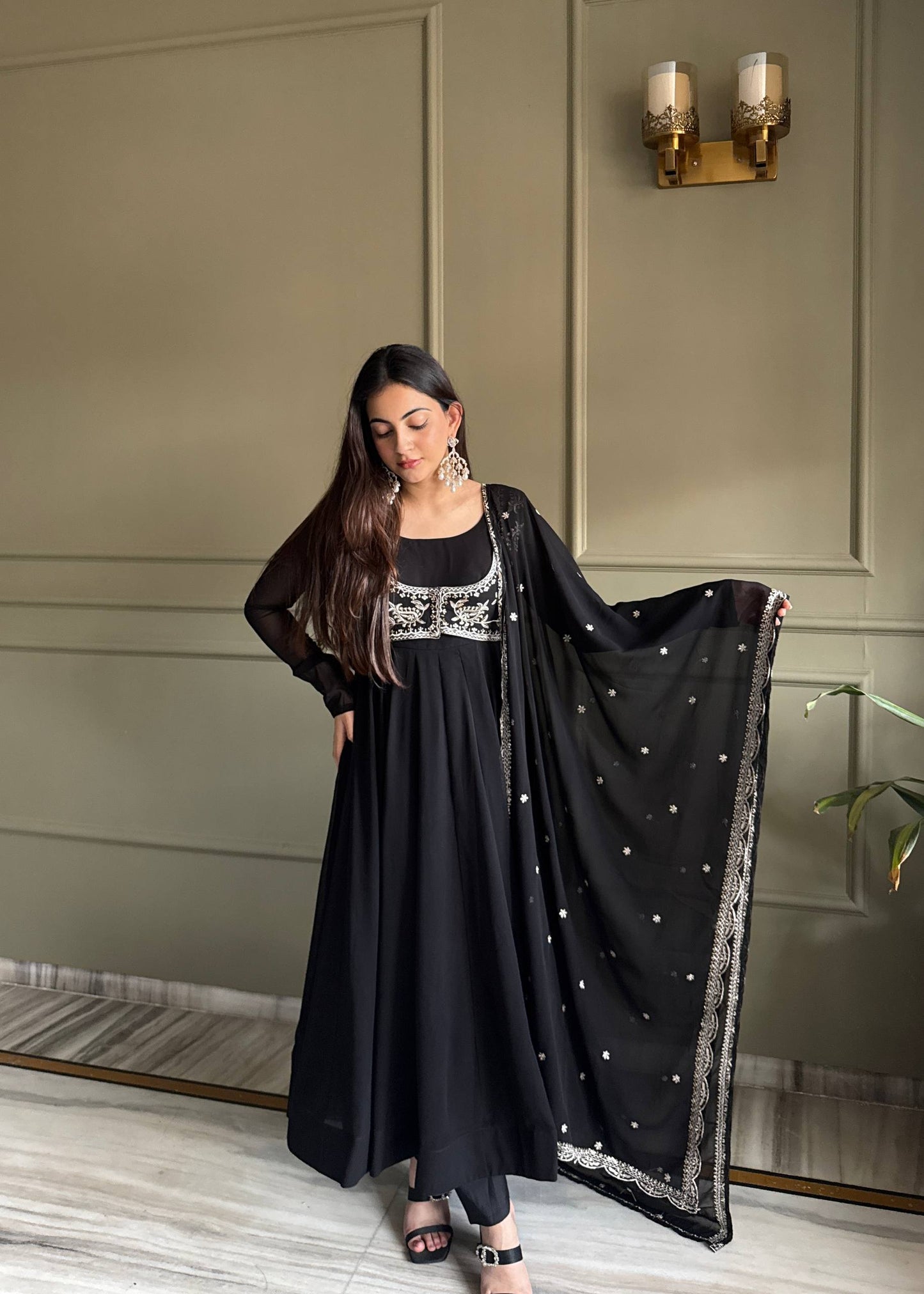 Kavya Black  Heavy Traditional Koti Anarkali Suit Set