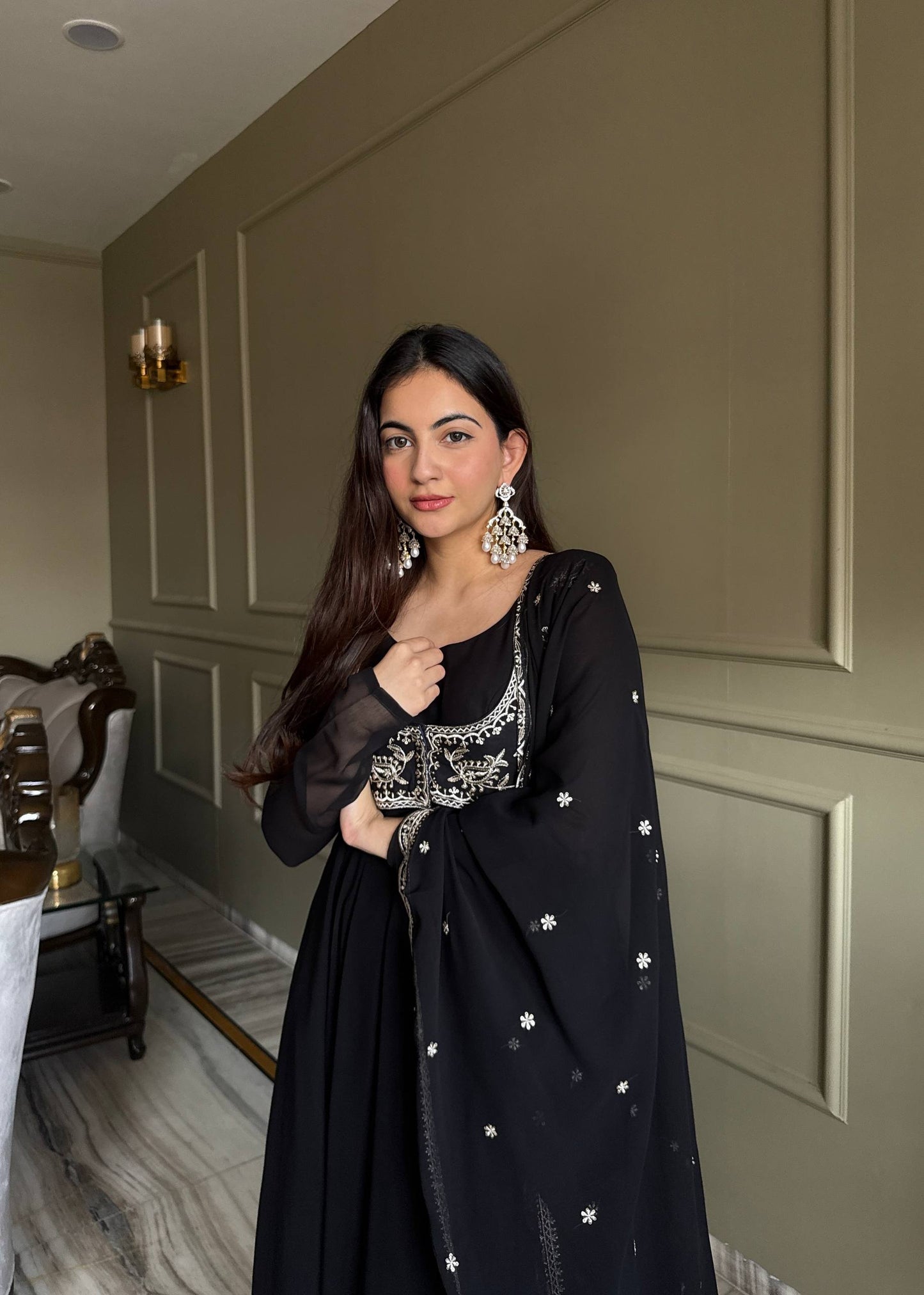 Kavya Black  Heavy Traditional Koti Anarkali Suit Set
