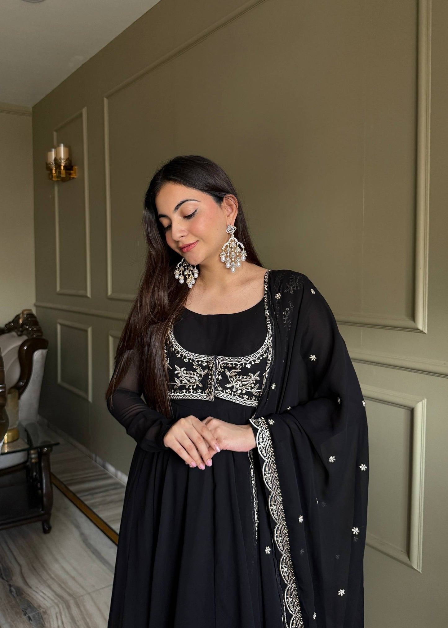 Kavya Black  Heavy Traditional Koti Anarkali Suit Set