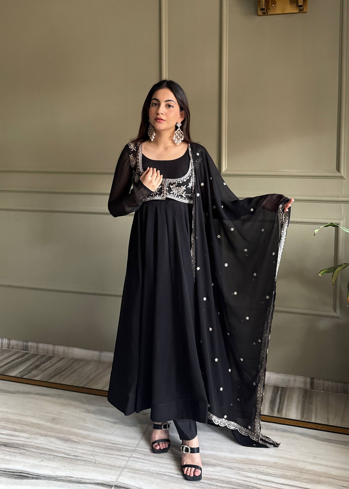 Kavya Black  Heavy Traditional Koti Anarkali Suit Set