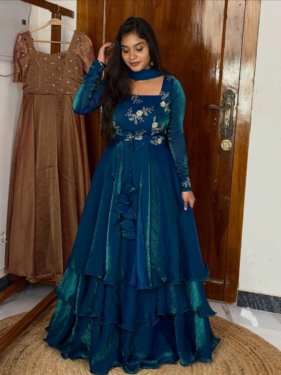 Rama Colour  Lehenga With Peplum Set