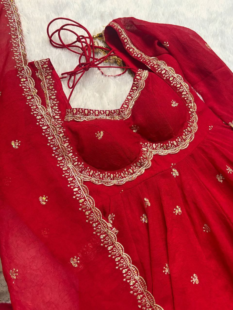 Radhika'S Red Colour Trending Suit Set
