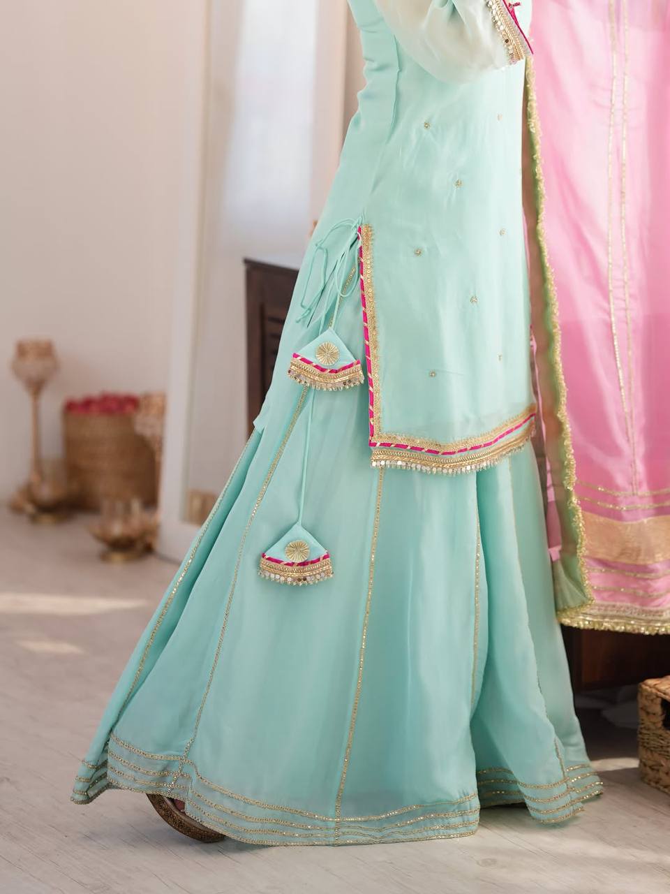 Saumya Sky Mint Sharara Suit Set