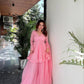 Sunita pink peplum Sarara suit Set