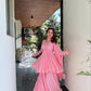 Sunita pink peplum Sarara suit Set