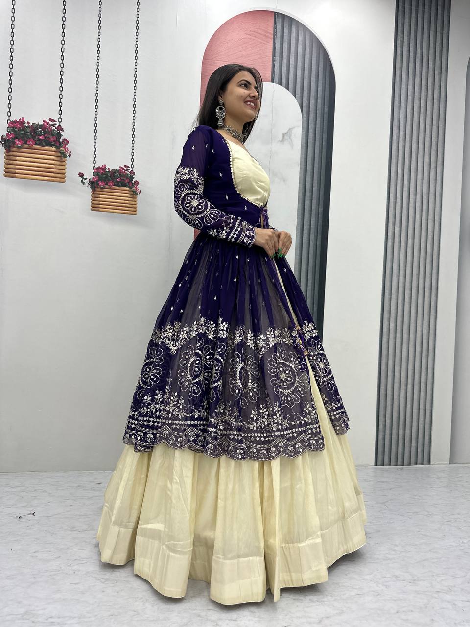 Traditional Crop Top with Shrug Lehenga With Color