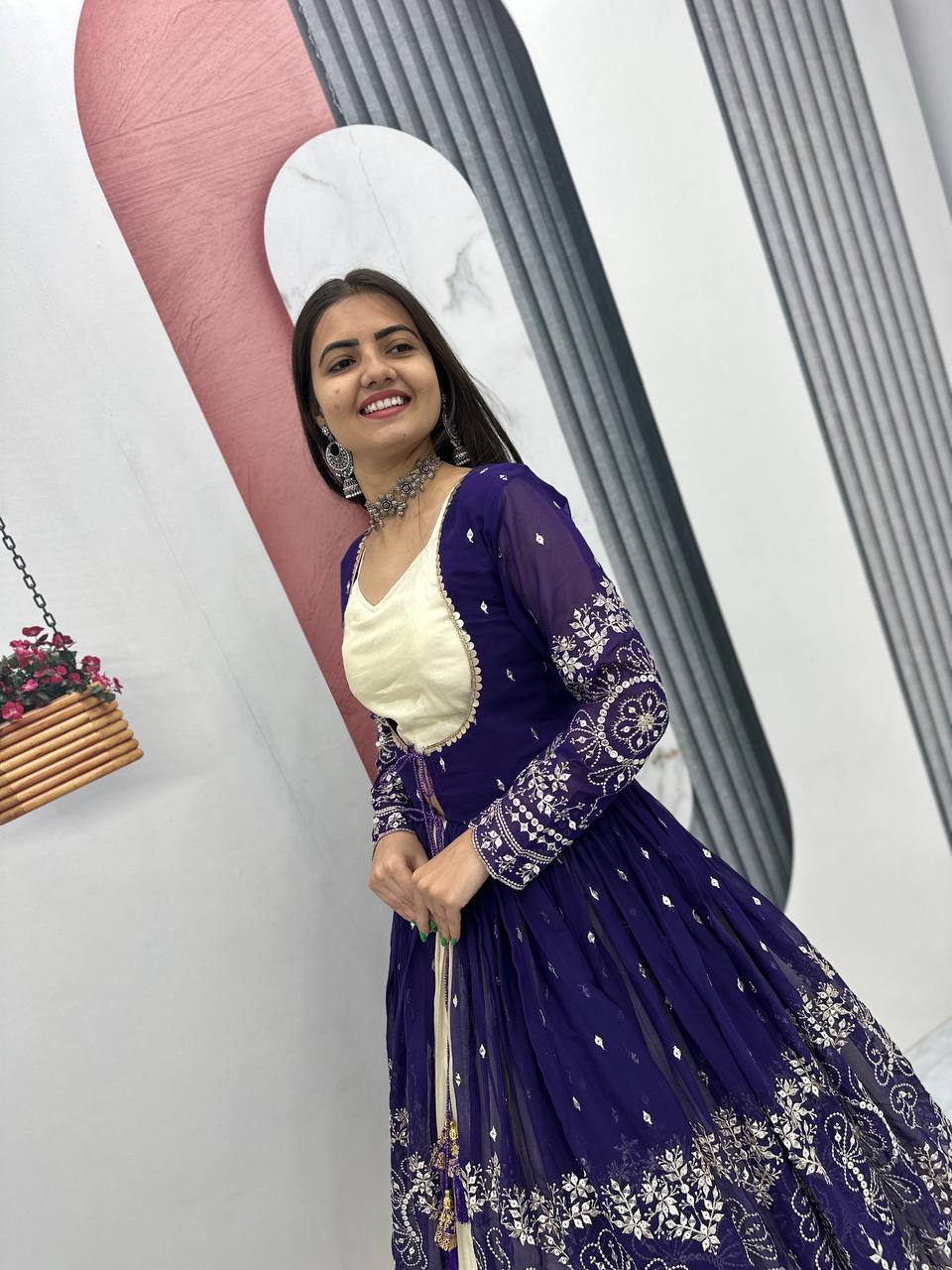 Traditional Crop Top with Shrug Lehenga With Color