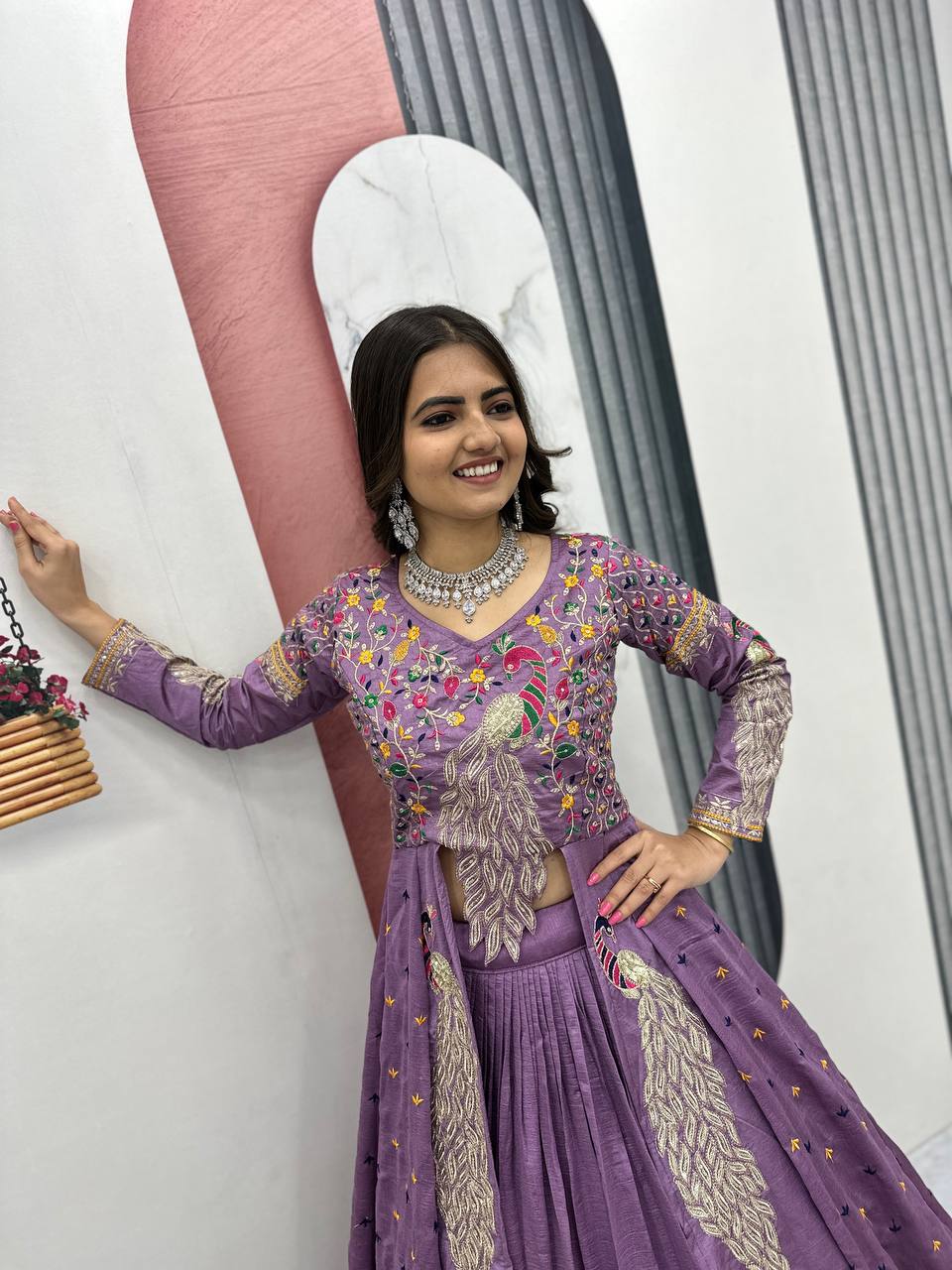 Premium Quality Heavy Traditional Crop Top with Shrug With Color