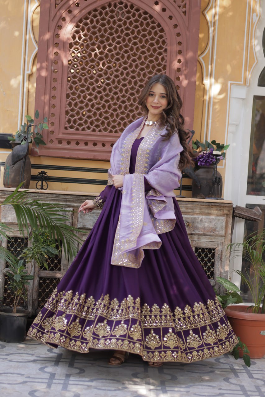 Minakshi Designer Embroidered Zari Sequins Work Gown