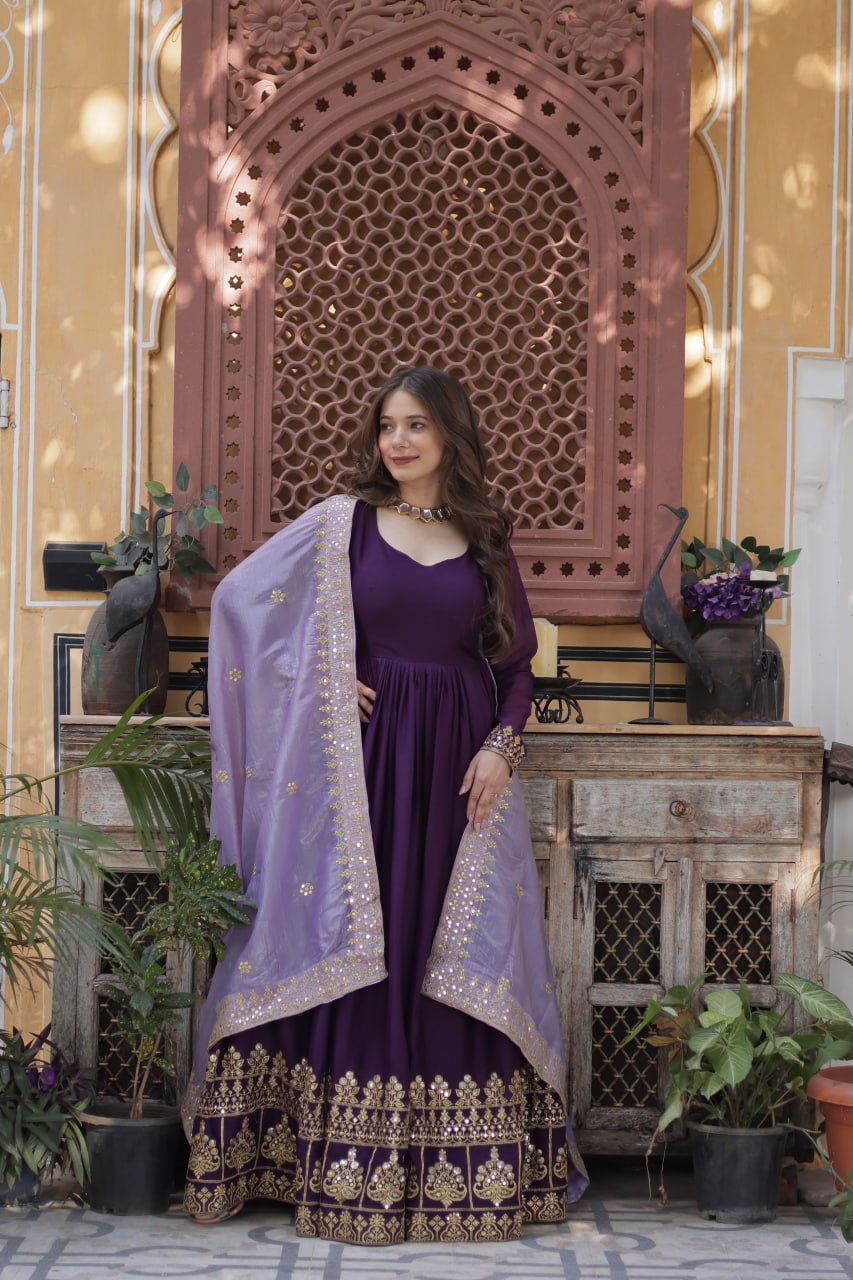 Minakshi Designer Embroidered Zari Sequins Work Gown
