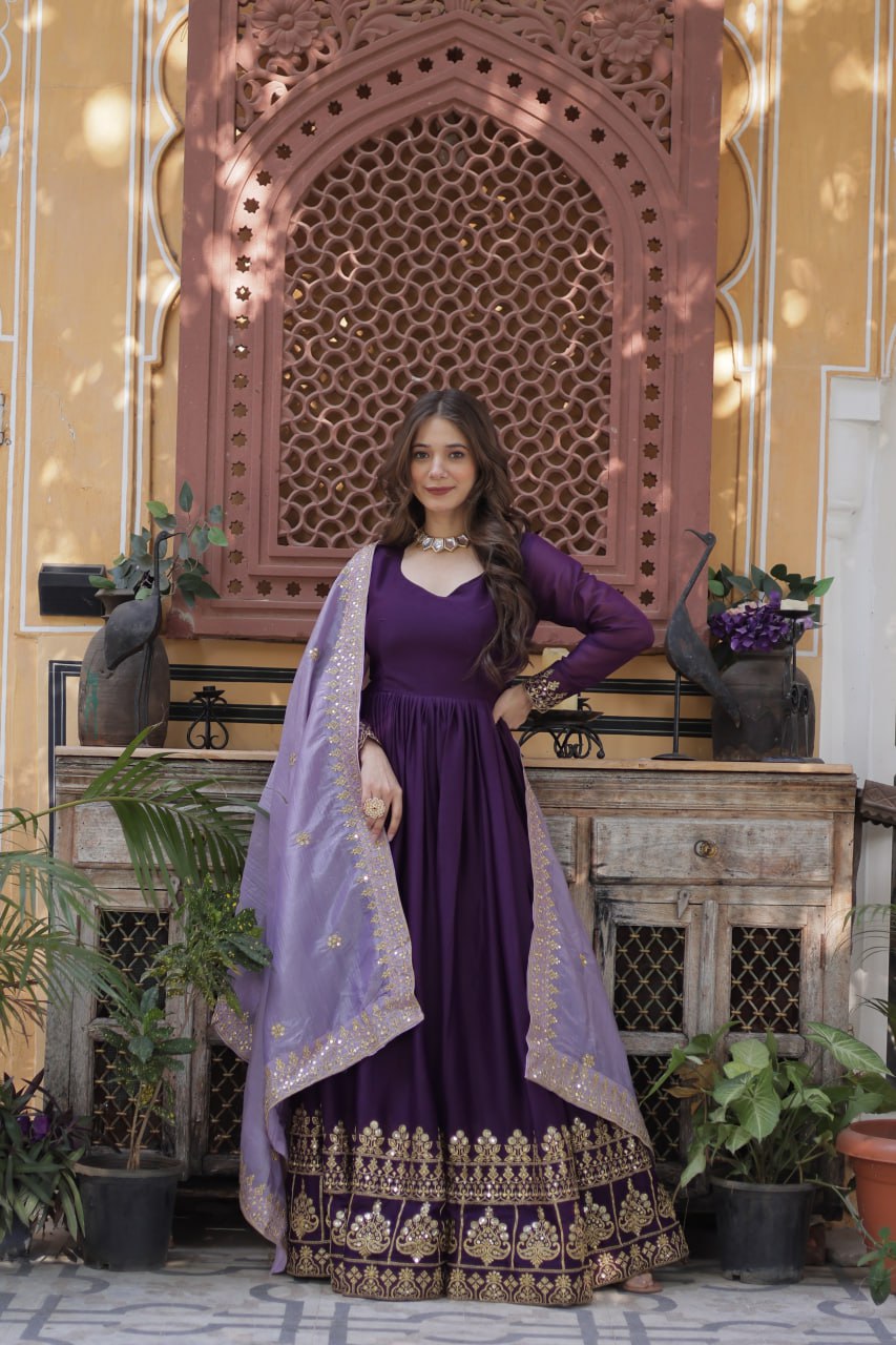 Minakshi Designer Embroidered Zari Sequins Work Gown