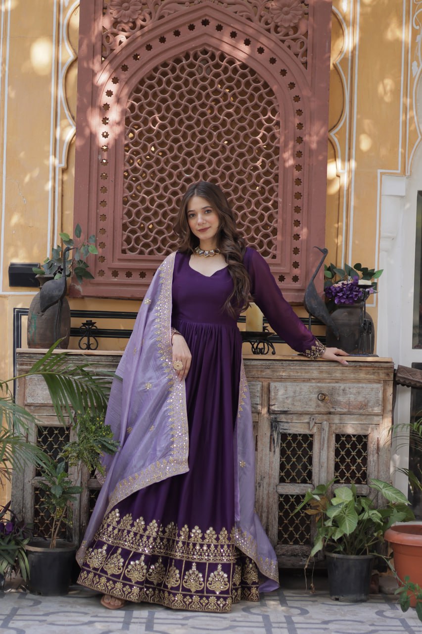 Minakshi Designer Embroidered Zari Sequins Work Gown