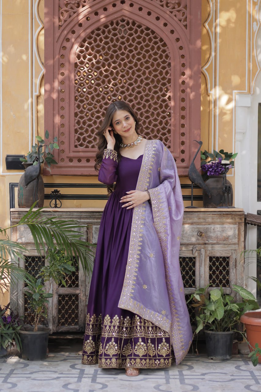 Minakshi Designer Embroidered Zari Sequins Work Gown