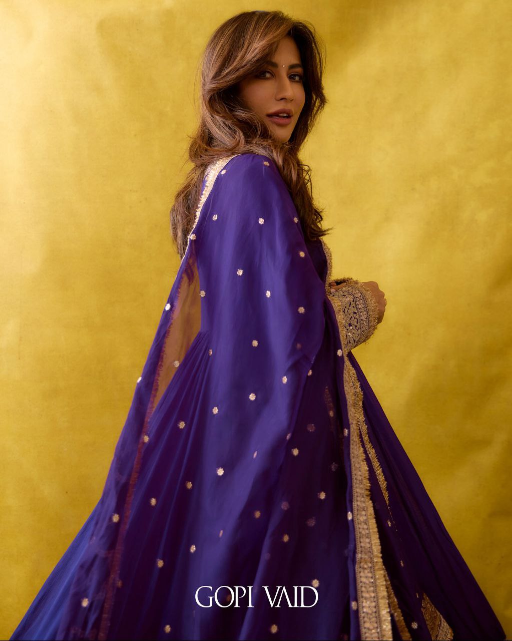 Gopi's' Purple Anarkali Premium Suit Set