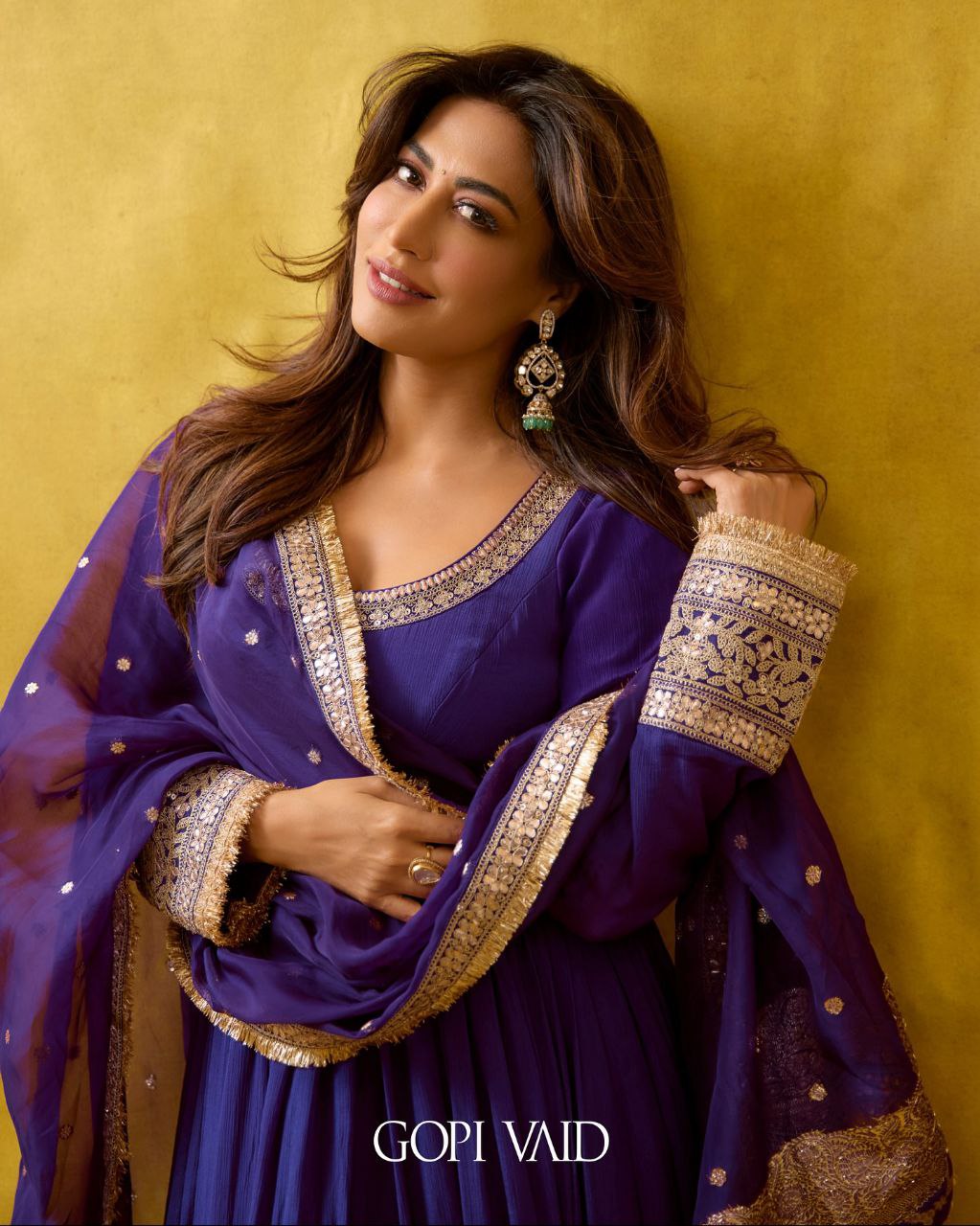 Gopi's' Purple Anarkali Premium Suit Set