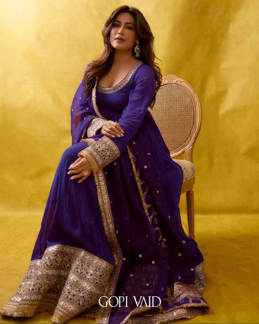 Gopi's' Purple Anarkali Premium Suit Set