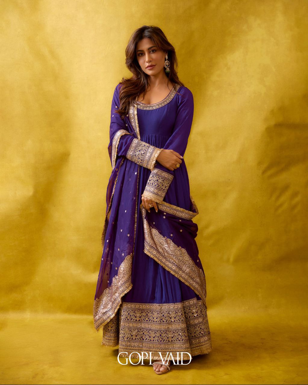 Gopi's' Purple Anarkali Premium Suit Set