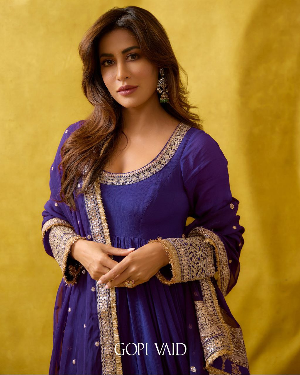 Gopi's' Purple Anarkali Premium Suit Set