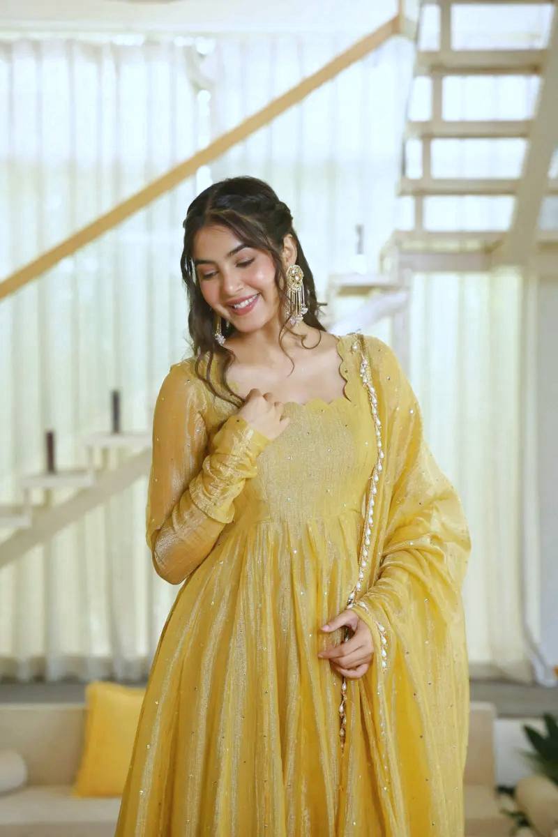 Salsa Traditional  Foil Anarkali Suit Set