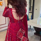 MASLIN FULL FLAIR WITH KALI PATTERN AND CANVAS PATTA WITH DUPPTA SET READY TO WEAR