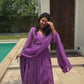 PURPLE  READYMADE KALI-CUT  ANARKALI SUIT SET -td-151