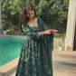 KAIRA'S  GREEN PREMIUM DESIGNER READYMADE GOWN SUIT SET .