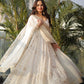 White Colored Sequins Work Gown pent and duptta suit set TD-128