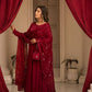 MAROON COLOUR  READYMADE ANARAKALI SUIT SET