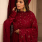 MAROON COLOUR  READYMADE ANARAKALI SUIT SET