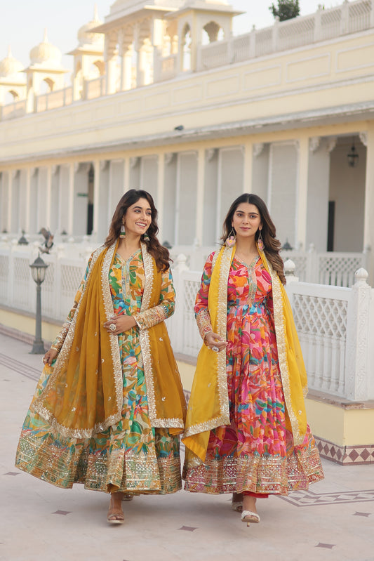 *Faux Georgette With digital print Anarkali Suit TD-129