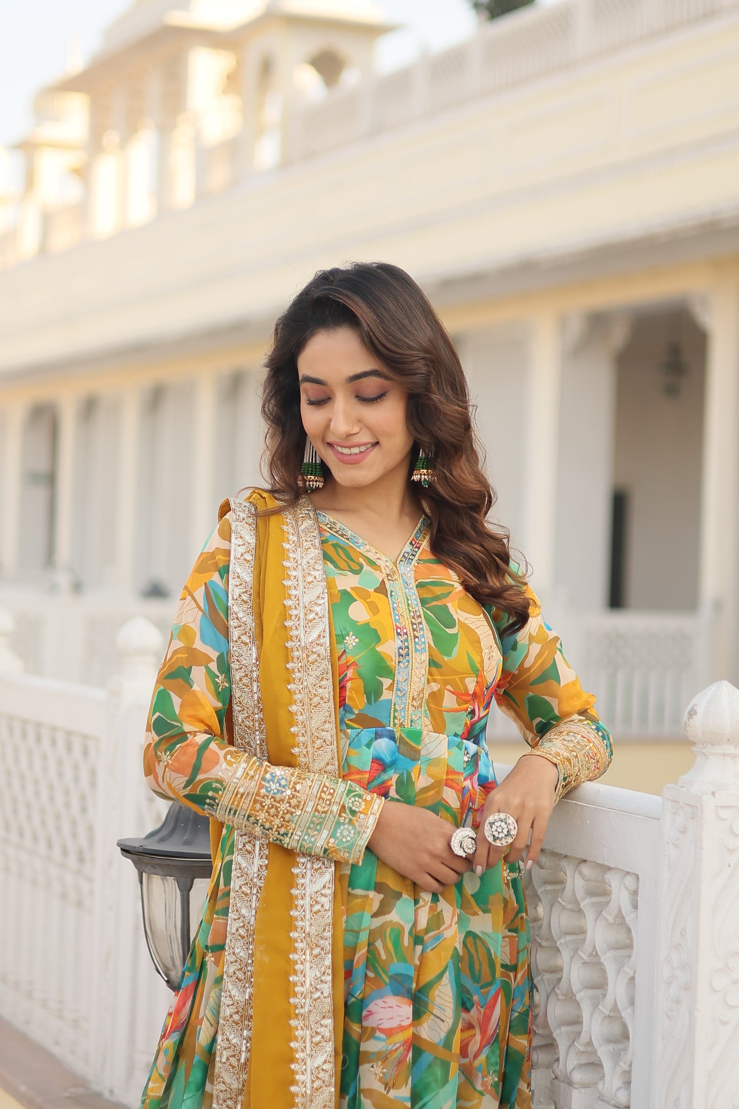 *Faux Georgette With digital print Anarkali Suit TD-129