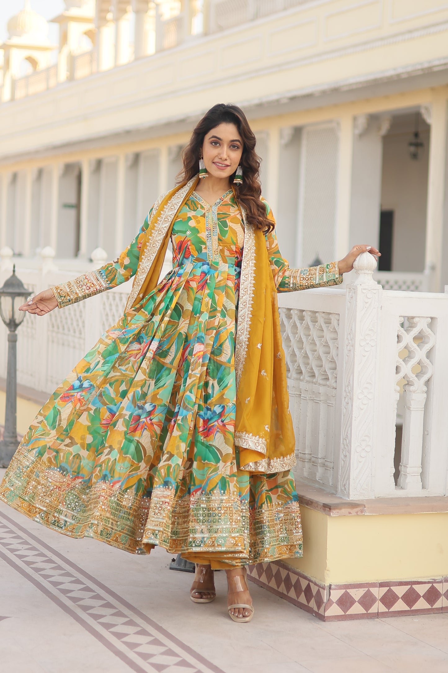 *Faux Georgette With digital print Anarkali Suit TD-129