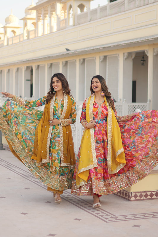 *Faux Georgette With digital print Anarkali Suit TD-129