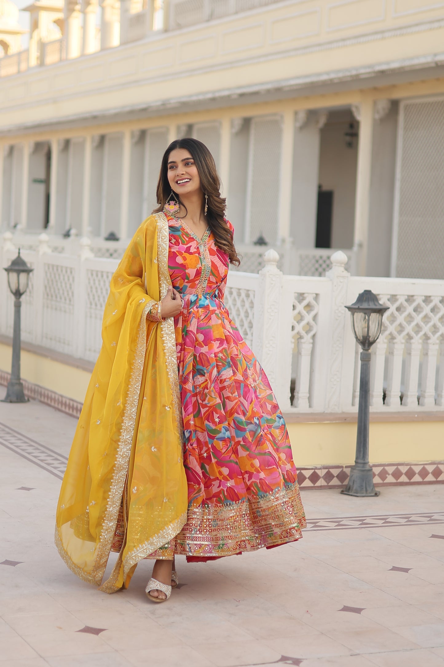 *Faux Georgette With digital print Anarkali Suit TD-129