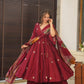 Maroon Pure Cotton  Anarkali Suit Set
