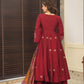 Maroon Pure Cotton  Anarkali Suit Set