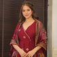 Maroon Pure Cotton  Anarkali Suit Set