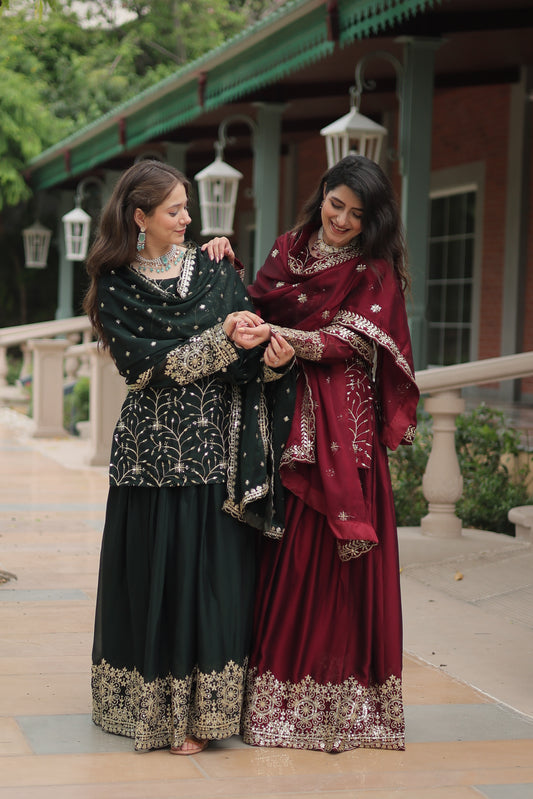 Avni's Designer Readymade Kurti Plazoo Dupatta Set