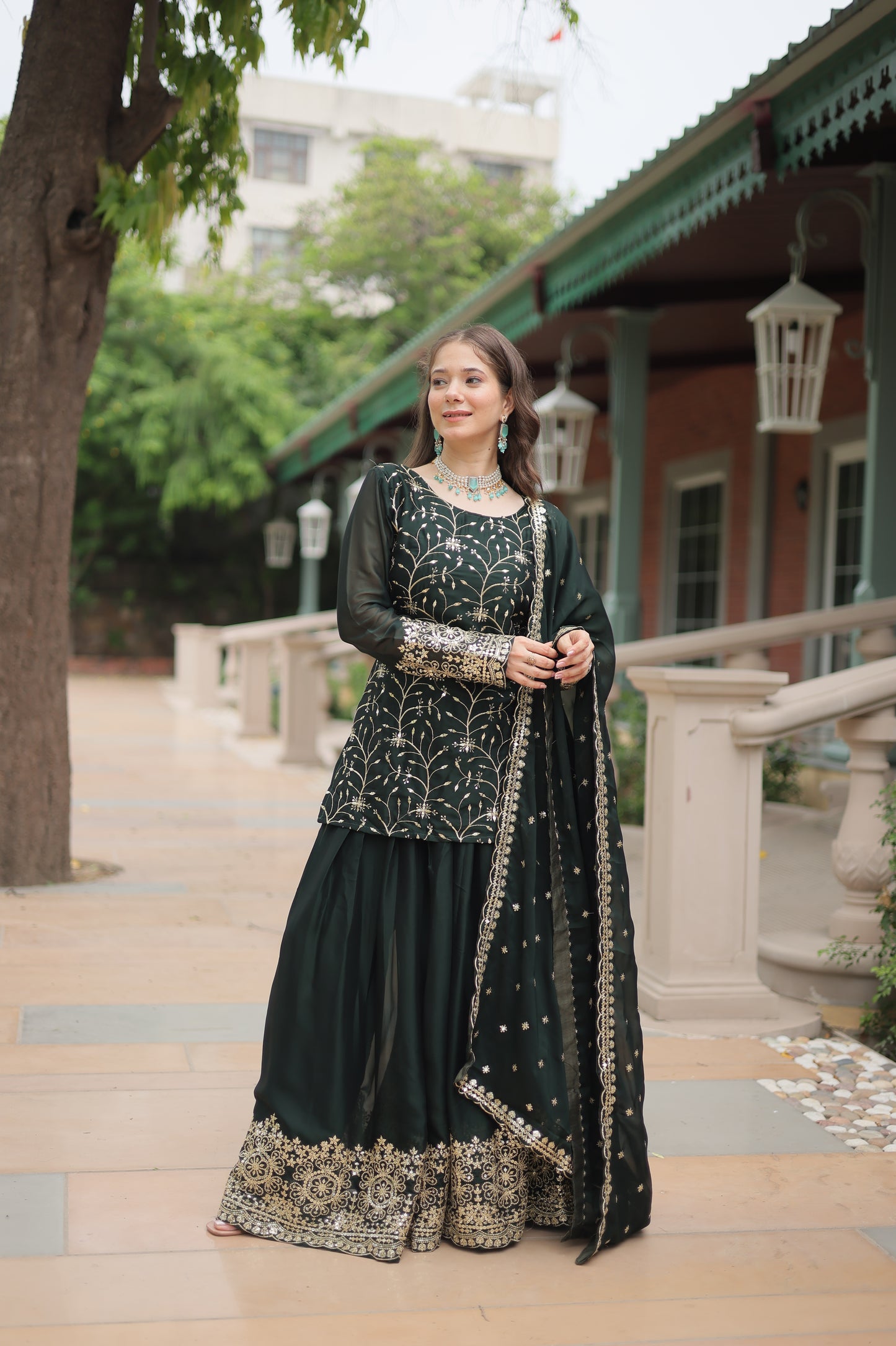 Avni's Designer Readymade Kurti Plazoo Dupatta Set